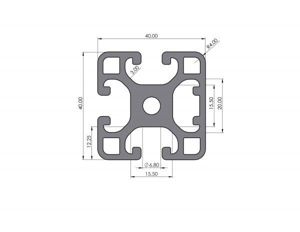 Aluminiumprofil 40x40 leicht Nut 8 I-Typ 1N